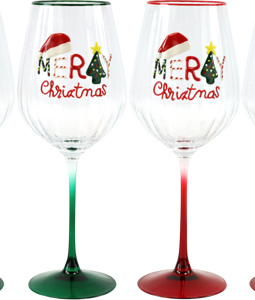 9602 WINEGLASSES MERRY CHRISTMAS S/6